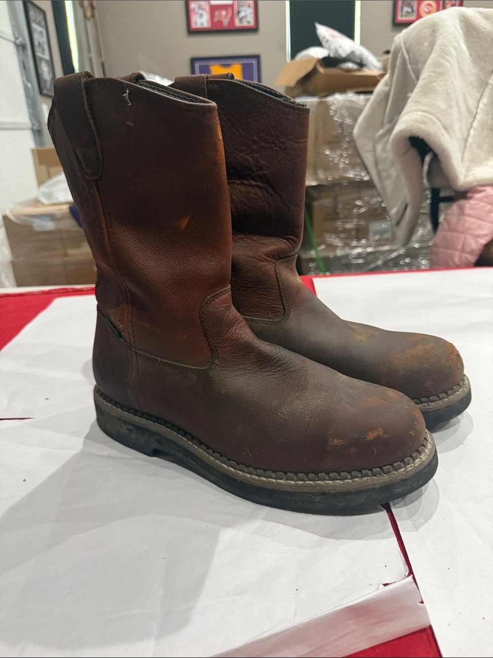 Men's Brown Leather steel toe Work Boots